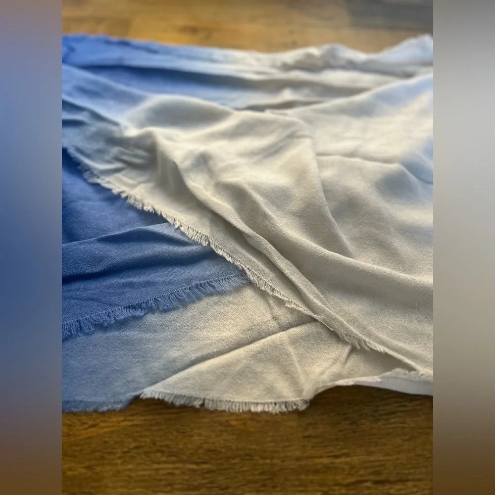 BENCH Blue & Light Gray Ombré Infinity Scarf | Lightweight Soft Frayed Trim